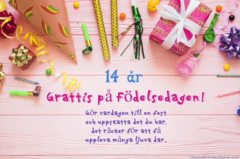 Ladda ner gratulationskortet 14 år gammal tjej gratis