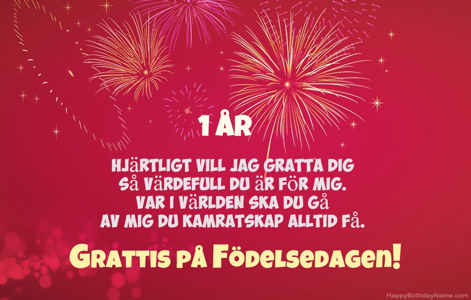 1 år gammal pojke Grattis på födelsedagen, vackra dikter