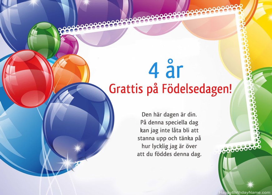 4 år gammal pojke Grattis på födelsedagen!