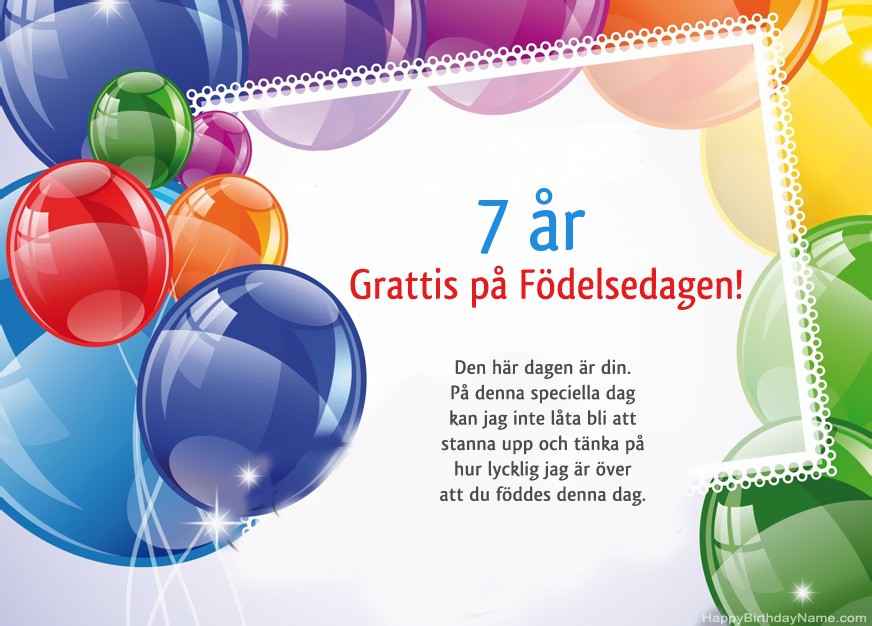 7 år gammal pojke Grattis på födelsedagen!