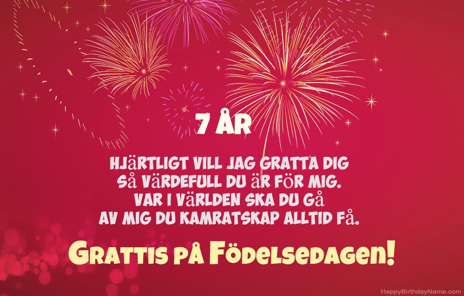 7 år gammal pojke Grattis på födelsedagen, vackra dikter