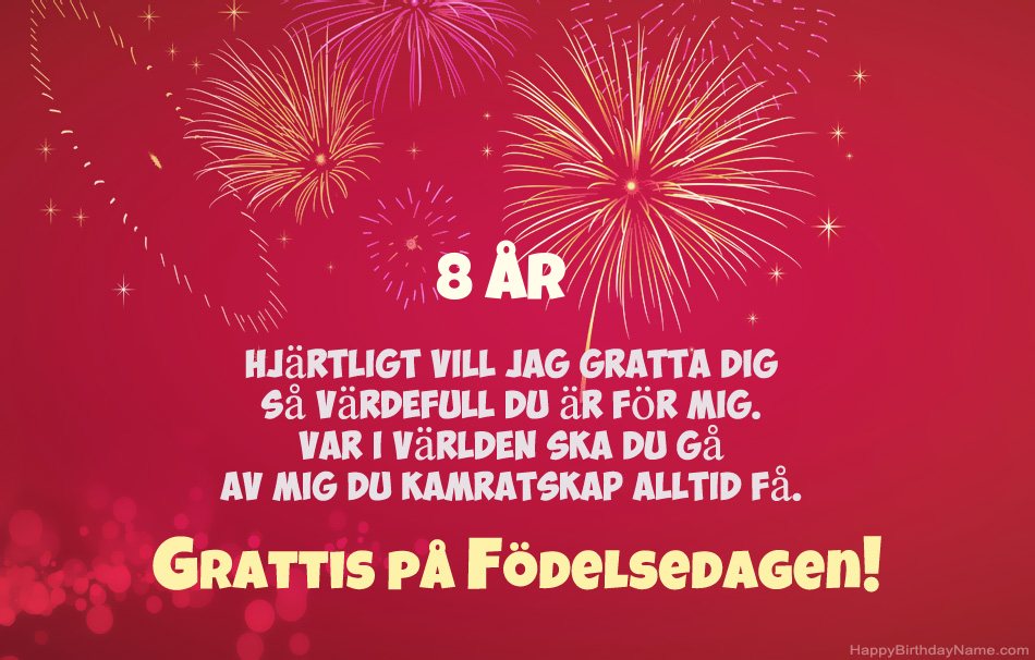 8 år gammal pojke Grattis på födelsedagen, vackra dikter