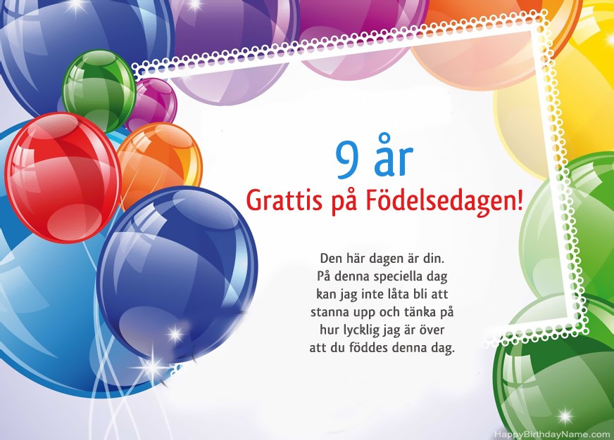 9 år gammal pojke Grattis på födelsedagen!