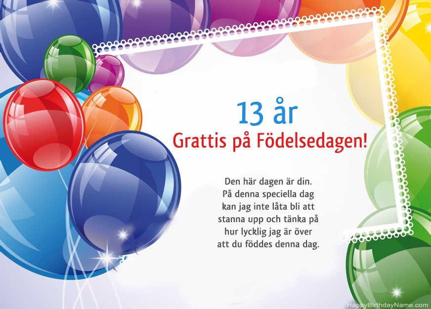 13 år gammal pojke Grattis på födelsedagen!