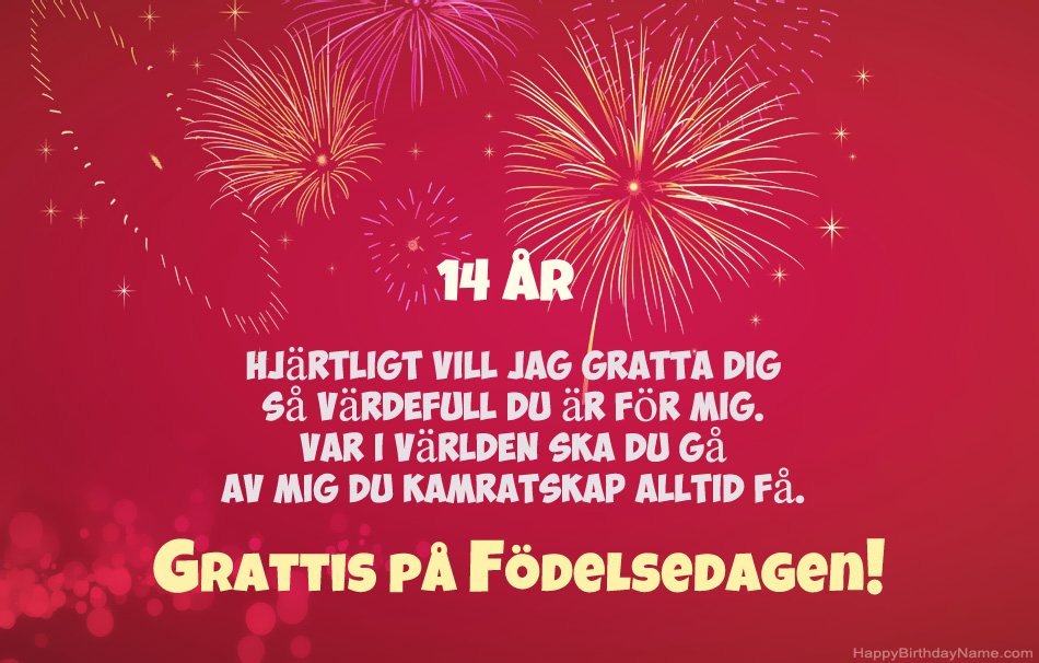 14 år gammal pojke Grattis på födelsedagen, vackra dikter