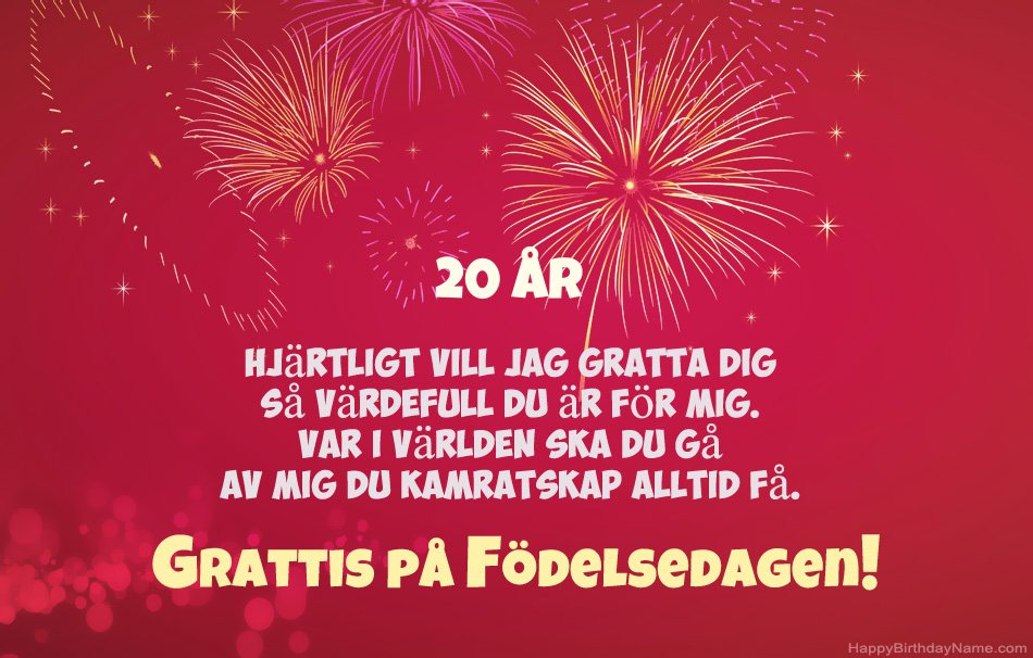 20 år gammal kille Grattis på födelsedagen, vackra dikter