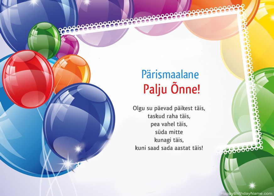 Pärismaalane palju õnne sünnipäevaks!