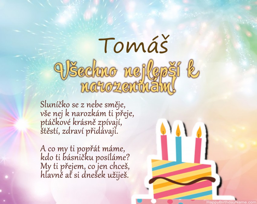 Všechno nejlepší k narozeninám Tomáš ve verši