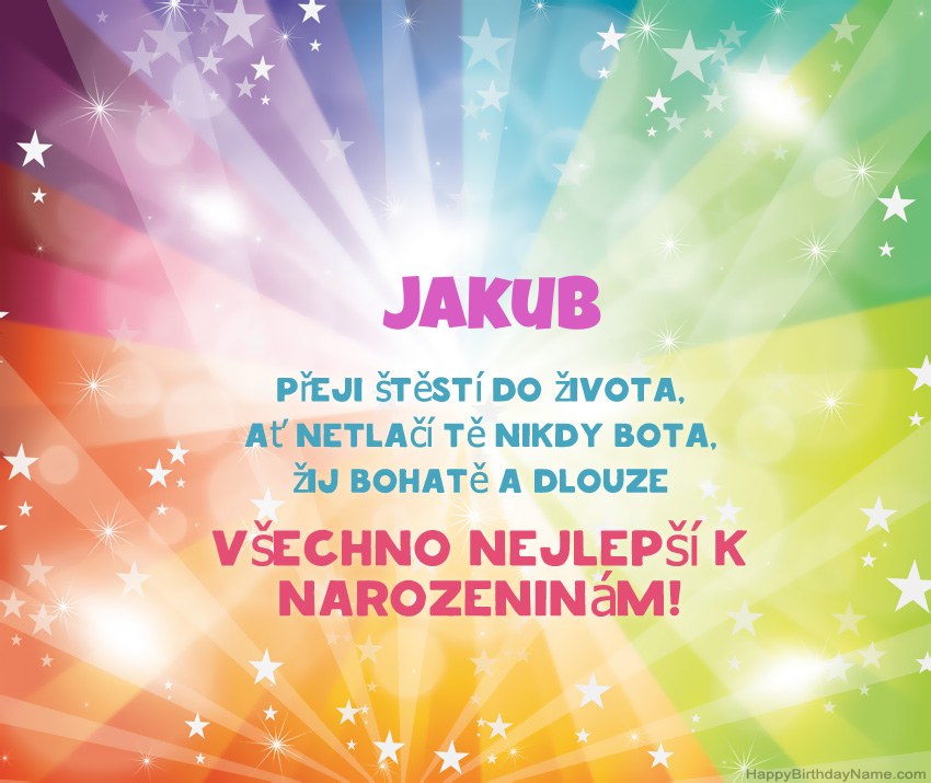 Krásné blahopřání k narozeninám pro Jakub