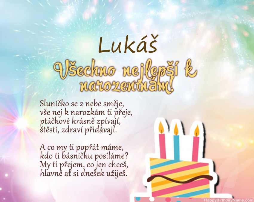 Všechno nejlepší k narozeninám Lukáš ve verši