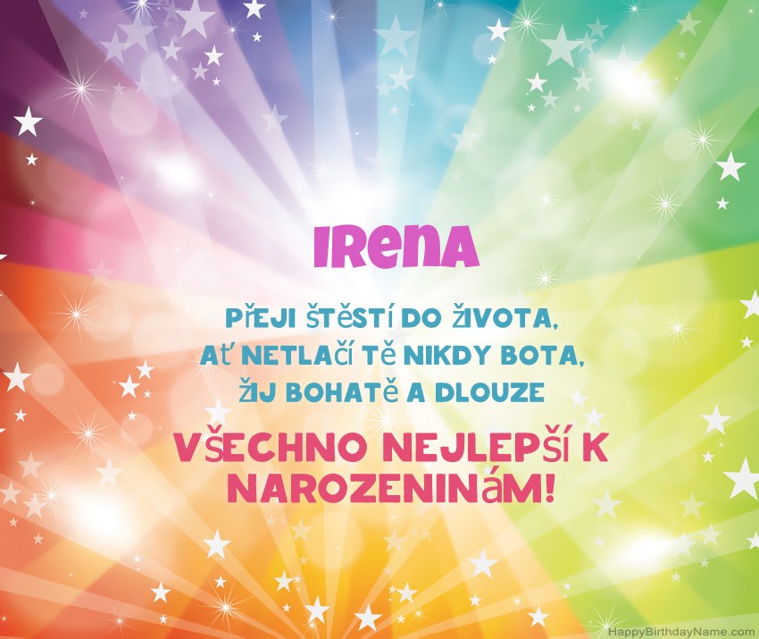 Krásné blahopřání k narozeninám pro Irena