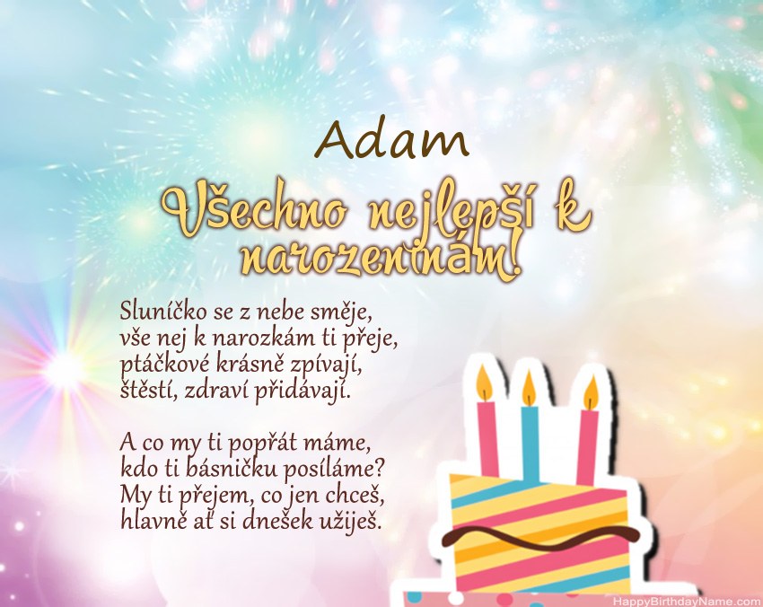 Všechno nejlepší k narozeninám Adam ve verši