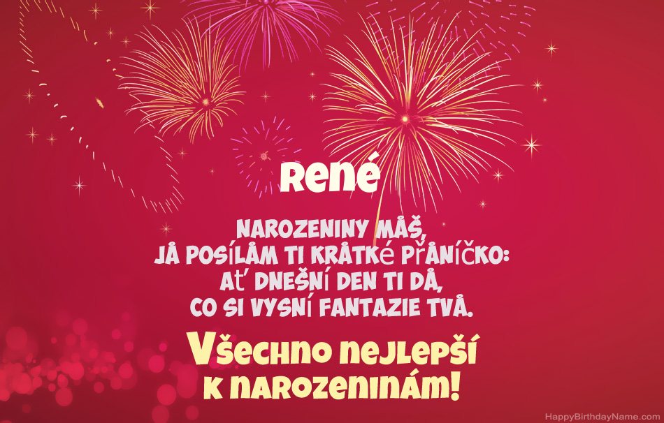 Krásné a veselé narozeniny René, krásné básně