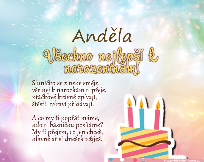 Všechno nejlepší k narozeninám Anděla ve verši