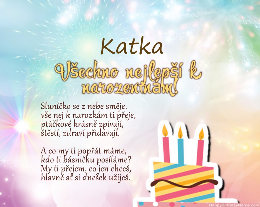Všechno nejlepší k narozeninám Katka ve verši