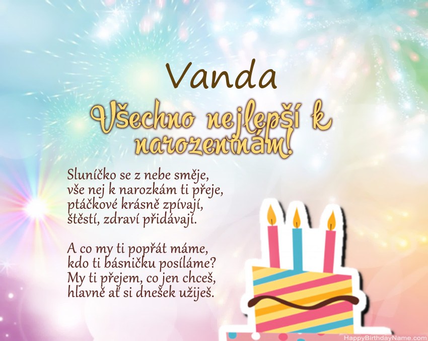 Všechno nejlepší k narozeninám Vanda ve verši