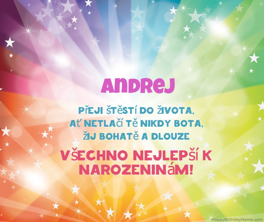 Krásné blahopřání k narozeninám pro Andrej