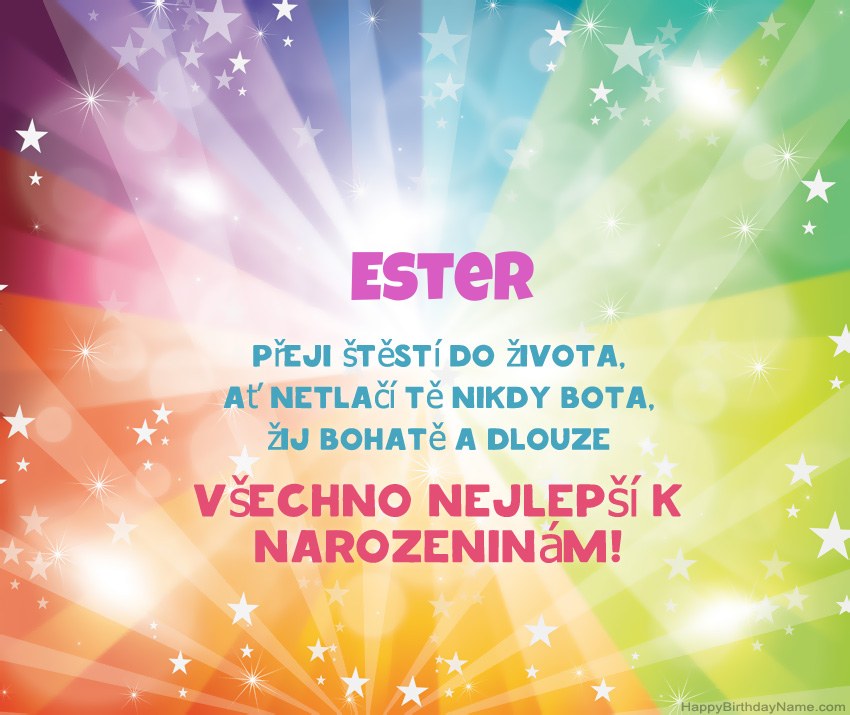 Krásné blahopřání k narozeninám pro Ester