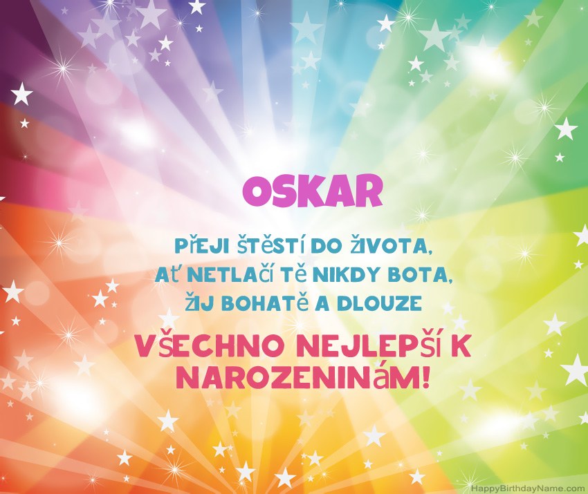 Krásné blahopřání k narozeninám pro Oskar