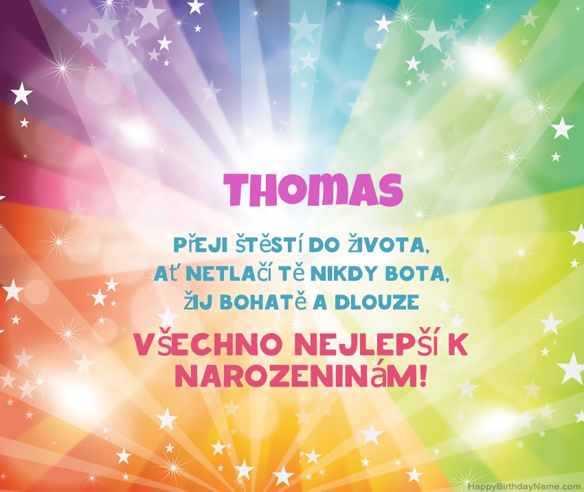 Krásné blahopřání k narozeninám pro Thomas