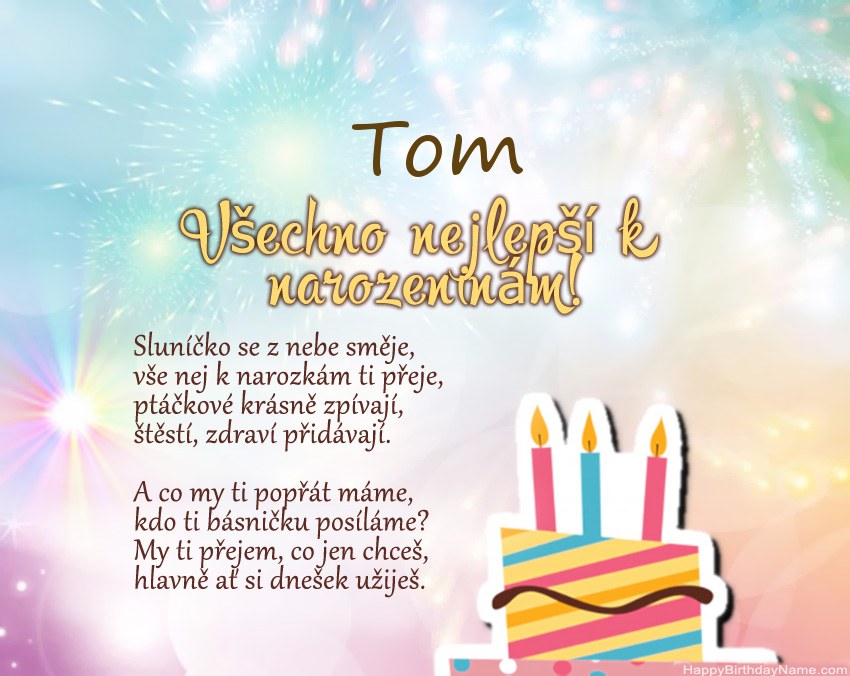 Všechno nejlepší k narozeninám Tom ve verši