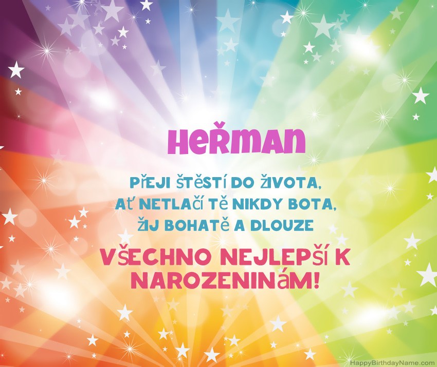 Krásné blahopřání k narozeninám pro Heřman