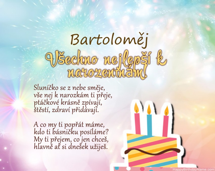 Všechno nejlepší k narozeninám Bartoloměj ve verši