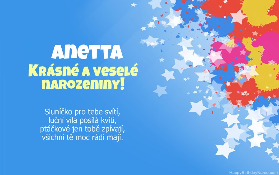 Blahopřeji k narozeninám Anetta