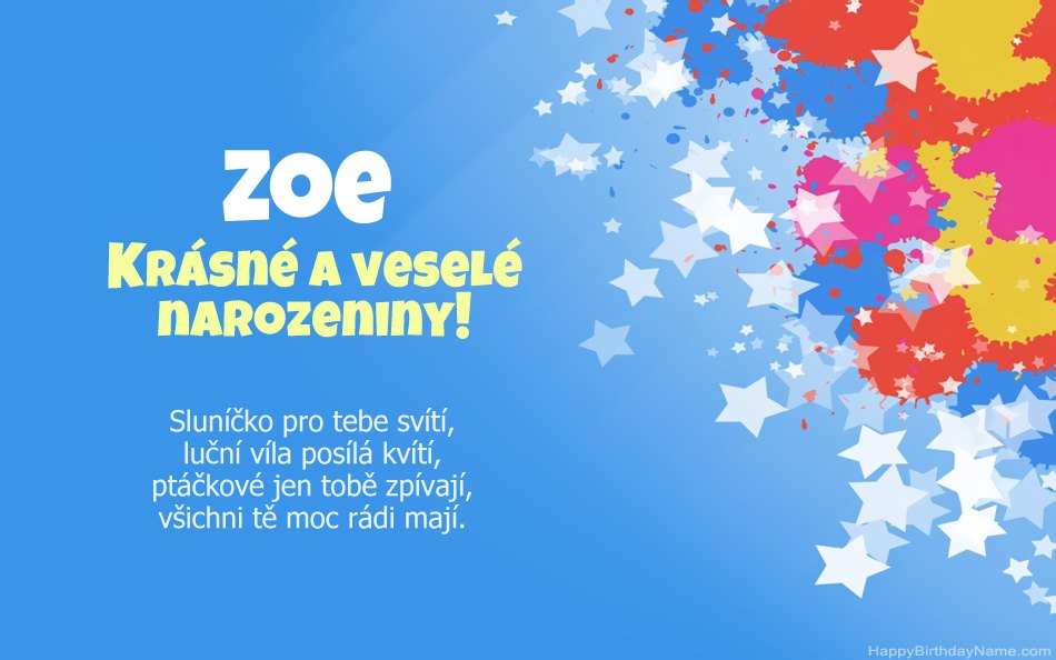 Blahopřeji k narozeninám Zoe