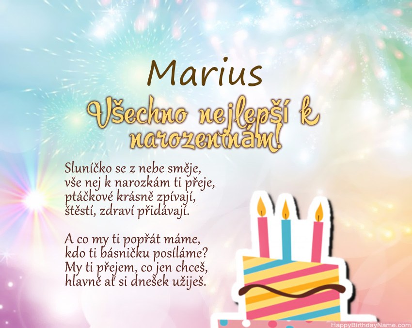 Všechno nejlepší k narozeninám Marius ve verši