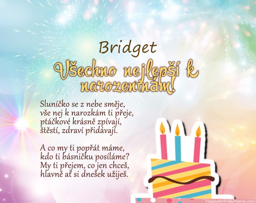 Všechno nejlepší k narozeninám Bridget ve verši