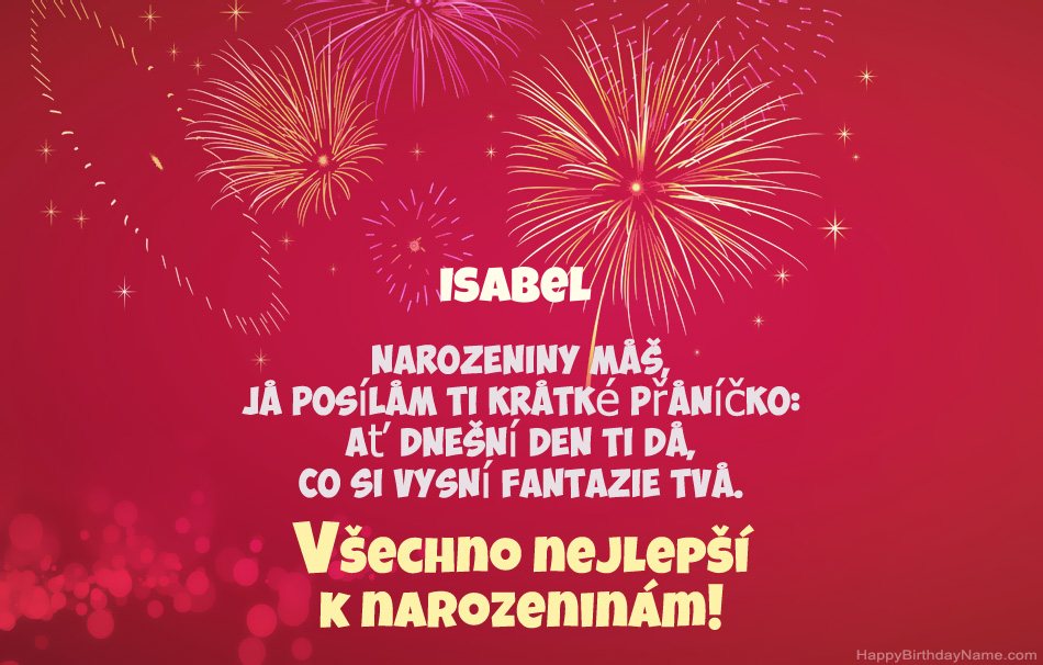 Krásné a veselé narozeniny Isabel, krásné básně