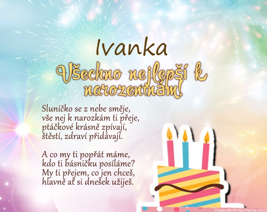Všechno nejlepší k narozeninám Ivanka ve verši