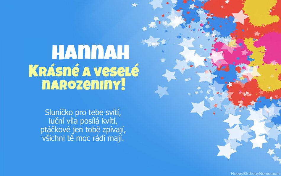 Blahopřeji k narozeninám Hannah