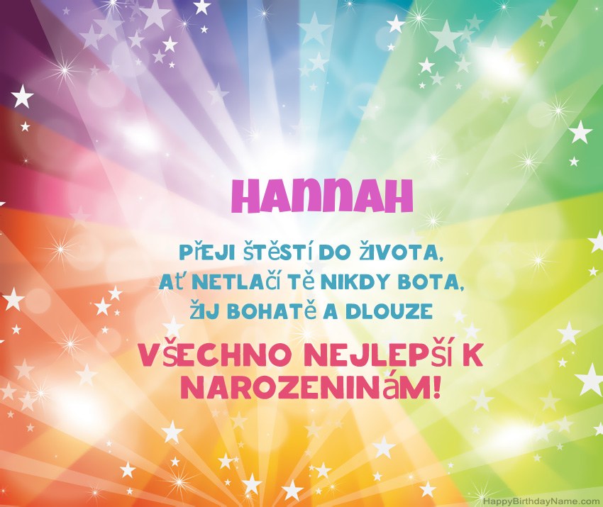 Krásné blahopřání k narozeninám pro Hannah