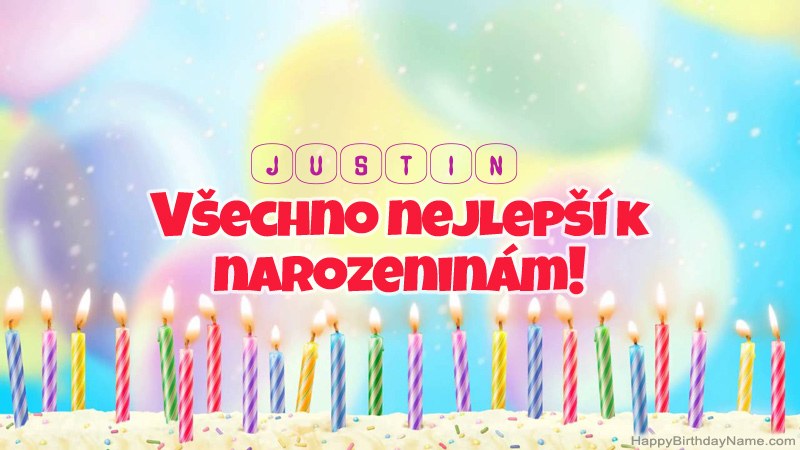 Funny Happy Birthday karty pro Justin
