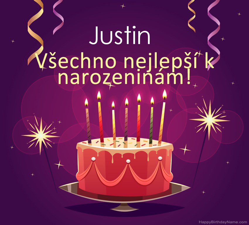 Legrační pozdravy pro všechno nejlepší k narozeninám Justin obrázky