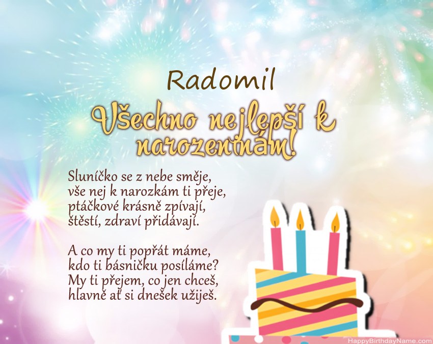 Všechno nejlepší k narozeninám Radomil ve verši