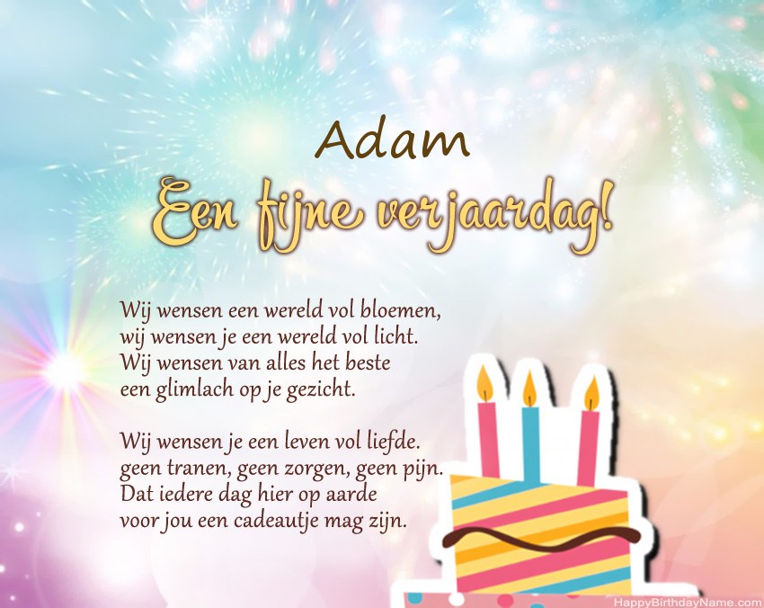 Fijne verjaardag Adam in vers