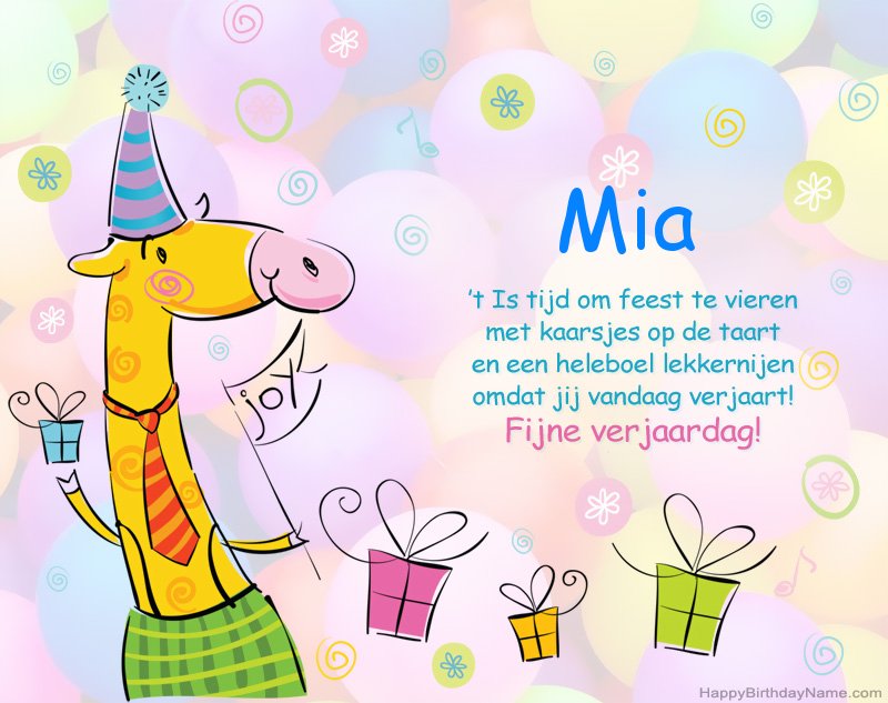 Felicitaties voor kinderen voor Happy Birthday of Mia