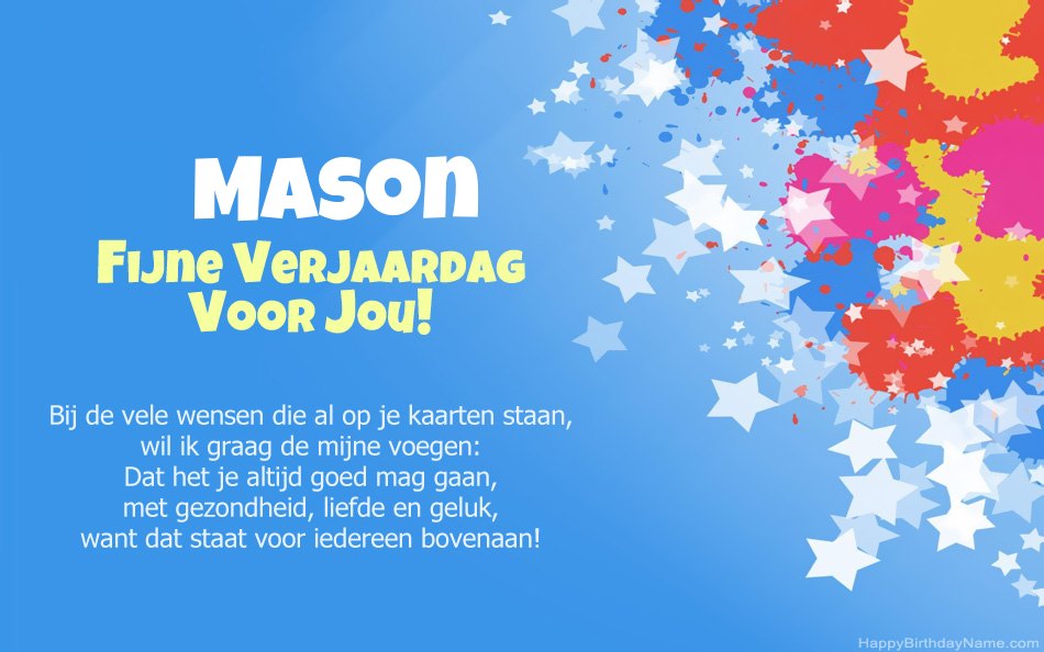 Gefeliciteerd met de verjaardag van Mason
