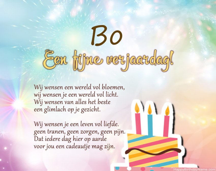 Fijne verjaardag Bo in vers