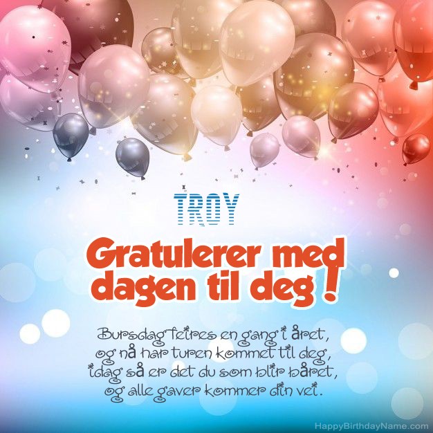 Gratulerer med gratulasjonskort til Troy