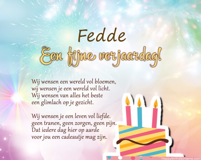 Fijne verjaardag Fedde in vers