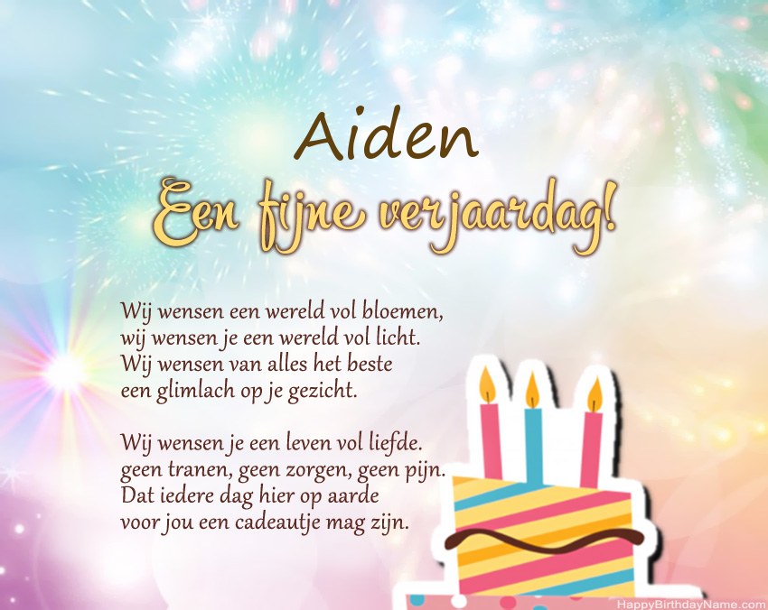 Fijne verjaardag Aiden in vers