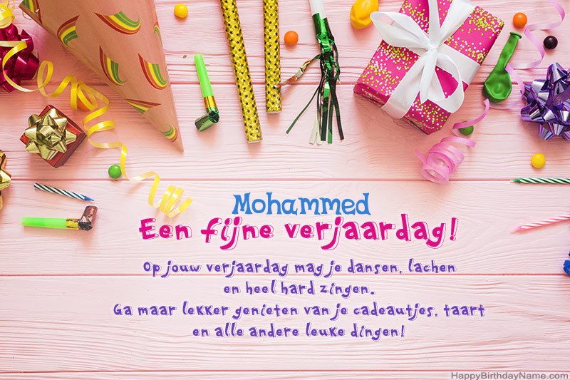 Gelukkige verjaardagskaart Mohammed gratis downloaden