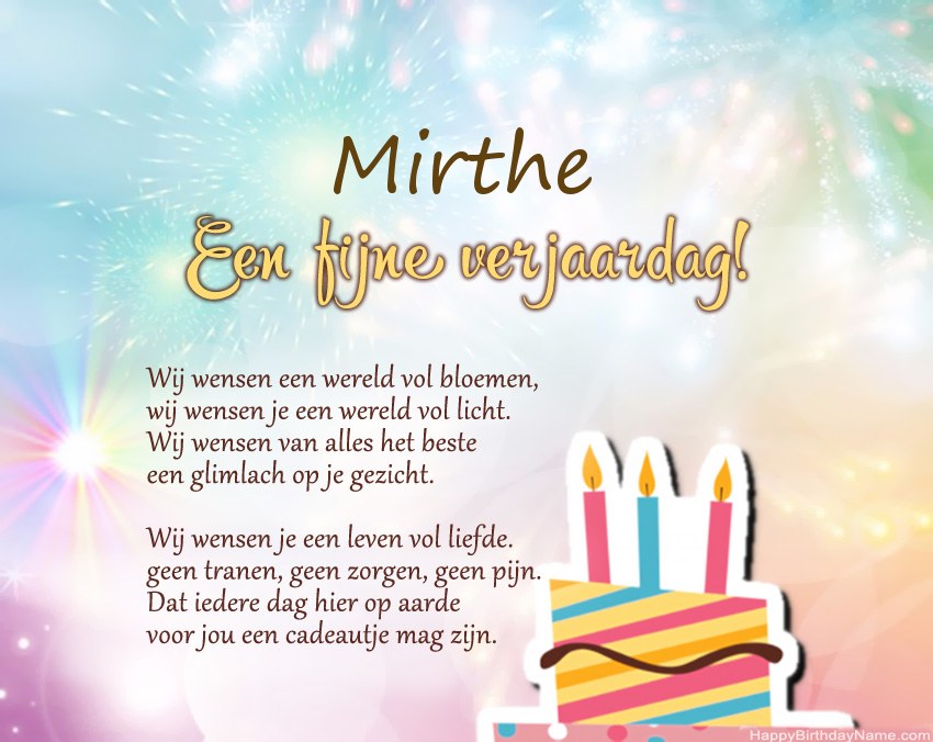 Fijne verjaardag Mirthe in vers