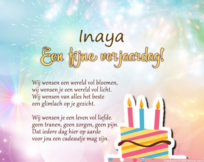Fijne verjaardag Inaya in vers Fijne verjaardag Inaya in vers