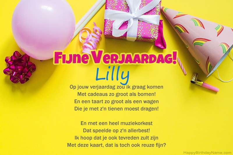 Gelukkige verjaardag Lilly in proza