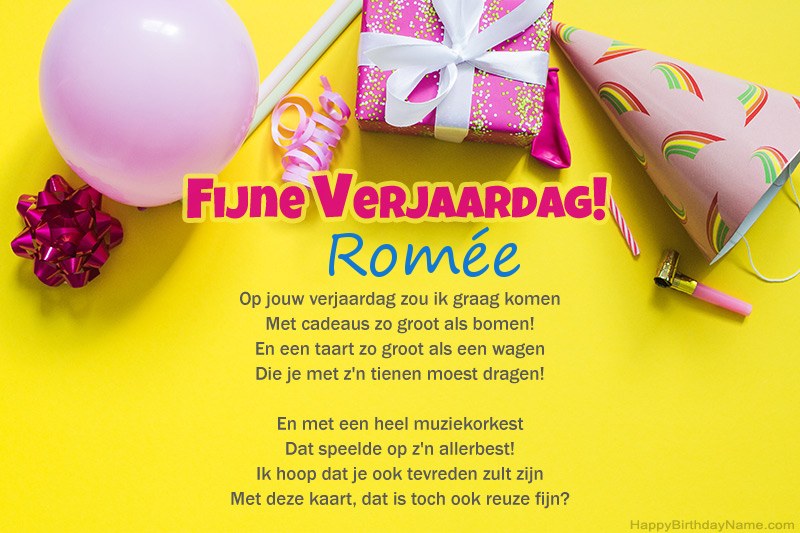 Gelukkige verjaardag Romée in proza